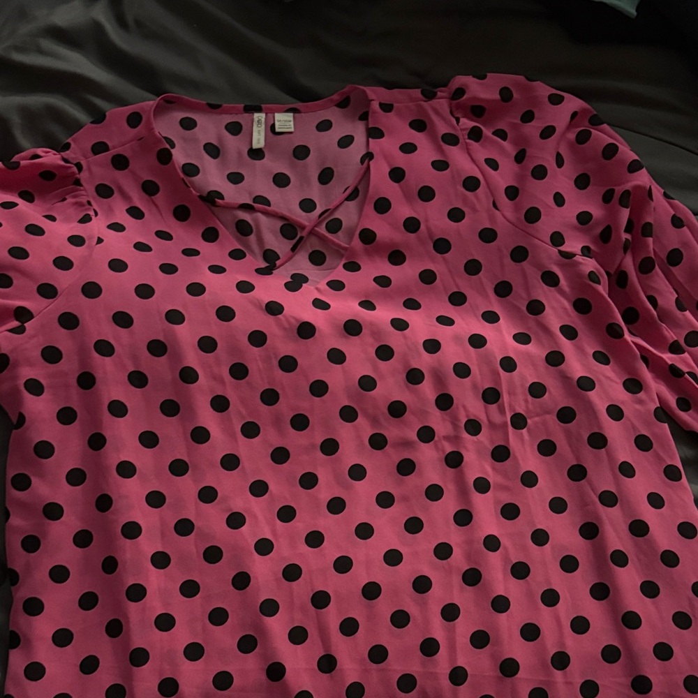 Chic Pink Polka Dot Women's Top